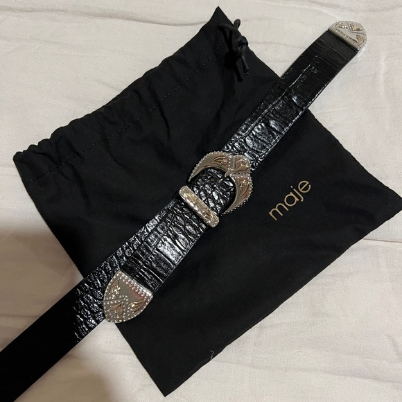MAJE / ARIONA CROC EMBOSSED BELT / SIZE 3